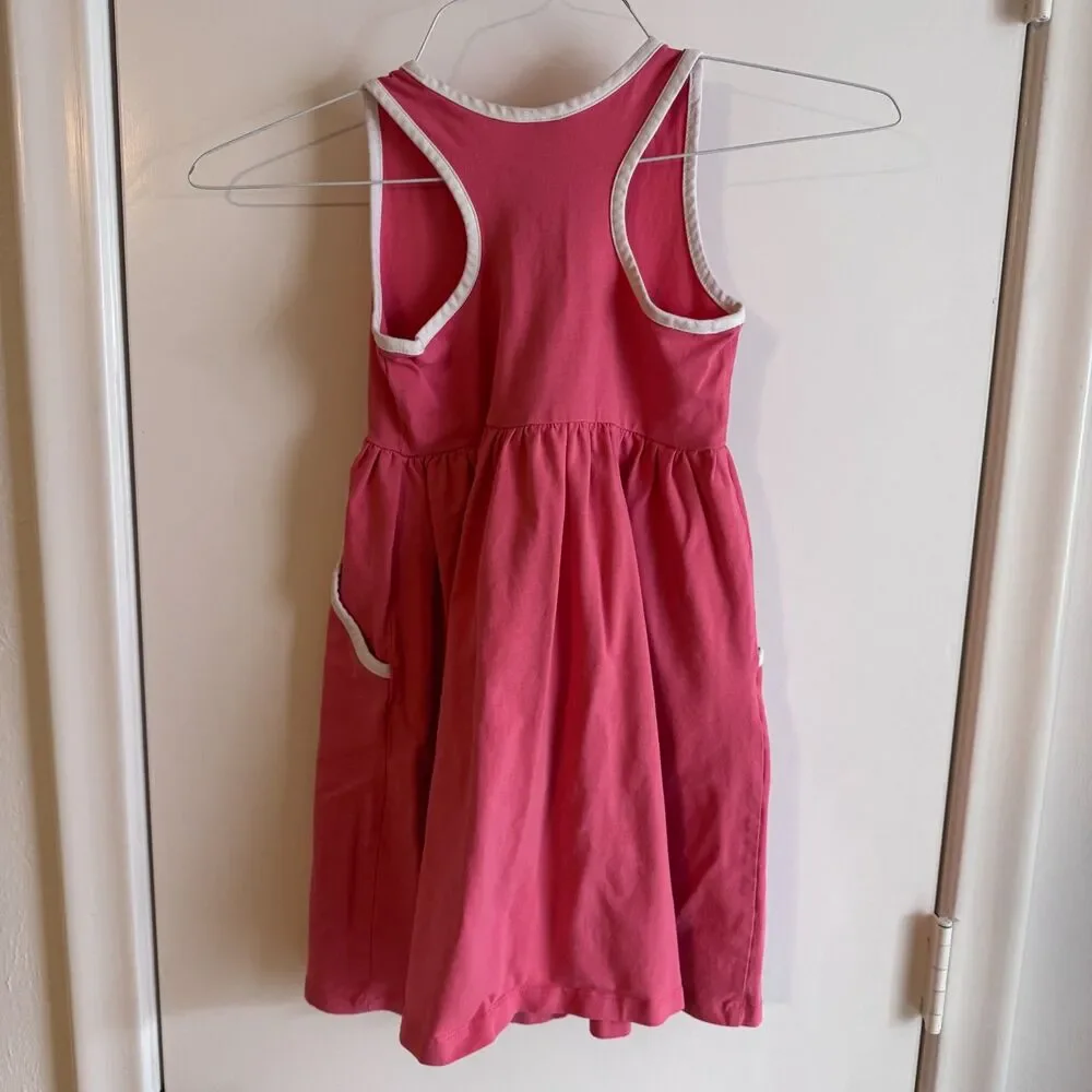 Girls Hanna Andersson Racerback Skater Dress with Pockets Luminous Coral 6-7 120